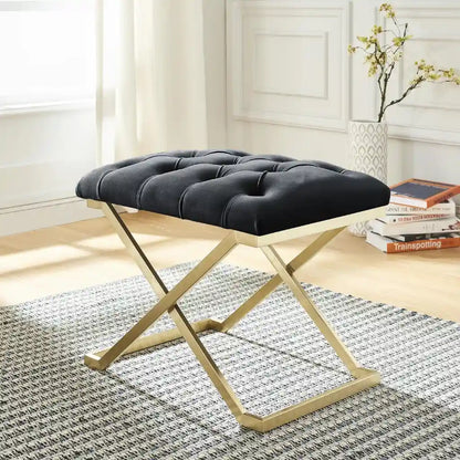 Rada Velvet Vanity Bench with Gold Legs