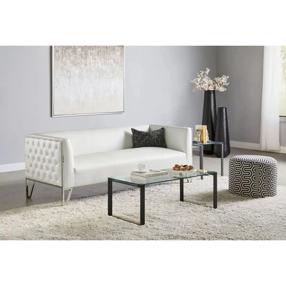 Contemporary Black Rectangular Coffee Table – Glass & Metal Design