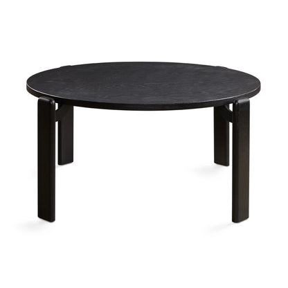 Myrtle Black Round Coffee Table – Oak Veneer Wood Top & Sleek Base