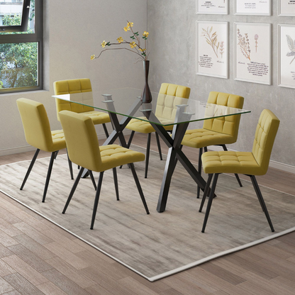 Stark 71 Modern Glass Dining Table with Metal Geometric Base