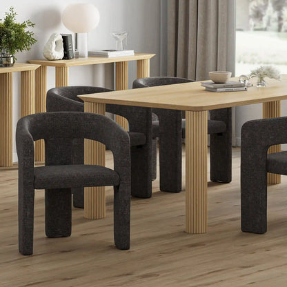 Beige Upholstered Dining Chairs Set of 2 – Modern Chenille Comfort