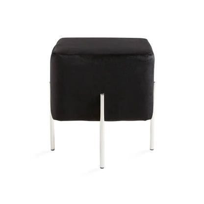 Black Velvet Ottoman – 18”  Cube with Stainless Steel Base, for living room