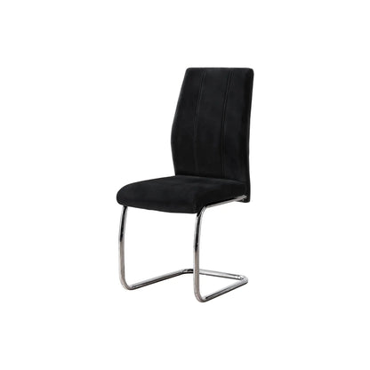 Black Velvet Upholstered Dining Chair – U-Shaped Legs - Set of 2