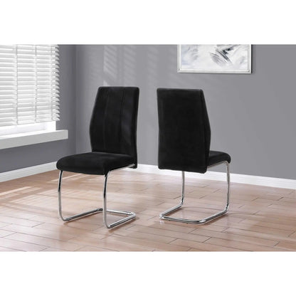 Black Velvet Upholstered Dining Chair – U-Shaped Legs - Set of 2