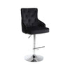 Black bar stool with tufted backrest and chrome base 