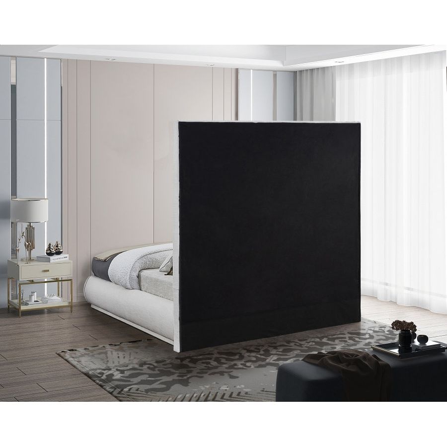 Black Back headboard of Beige Queen Bed