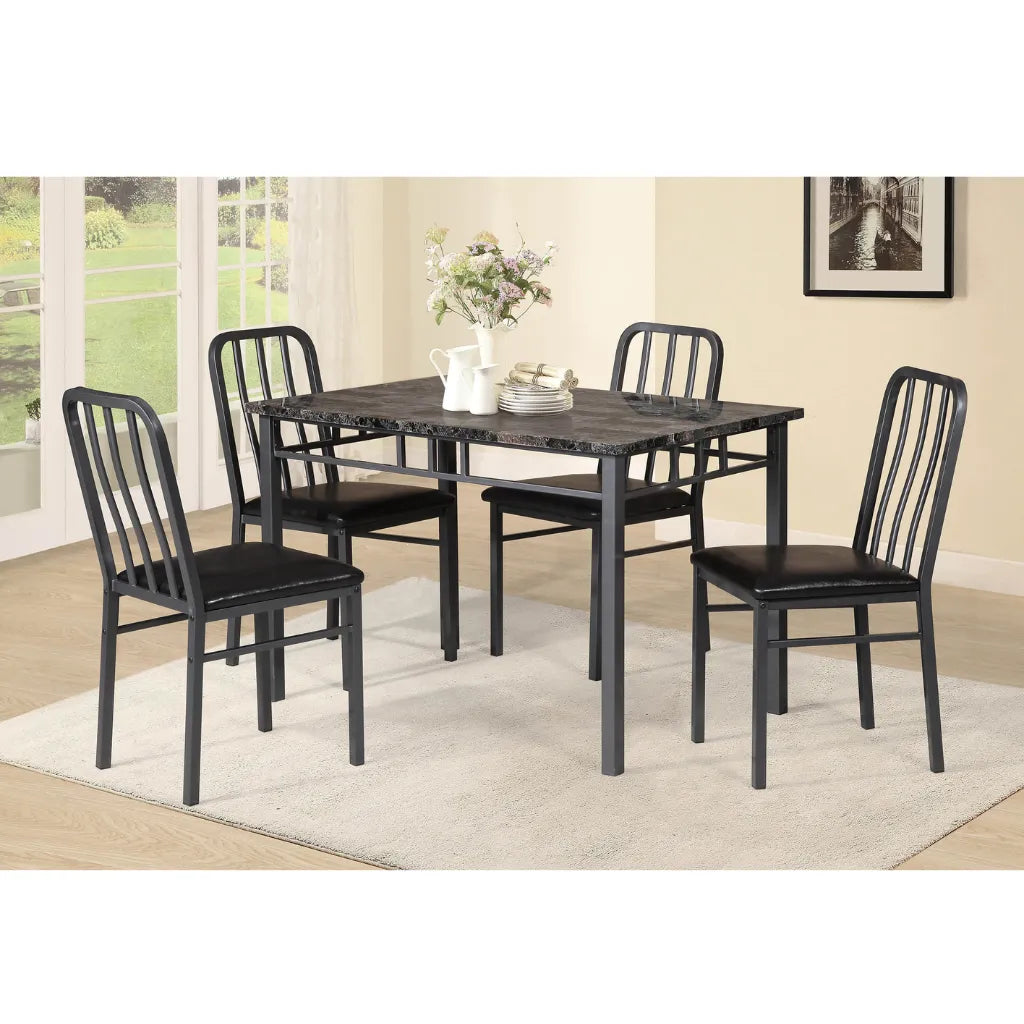 Black dining table set with four chairs 