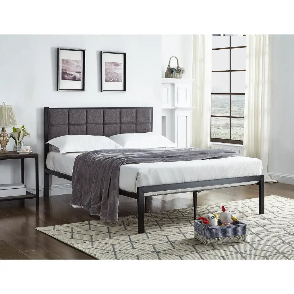 Black Metal Queen Platform Bed