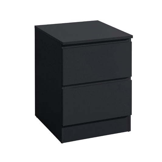 Black two-drawer nightstand