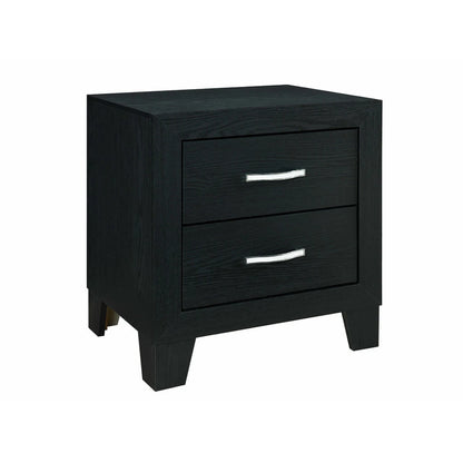 Black nightstand with two drawers 