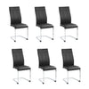 Six black PU dining chairs with chrome legs 
