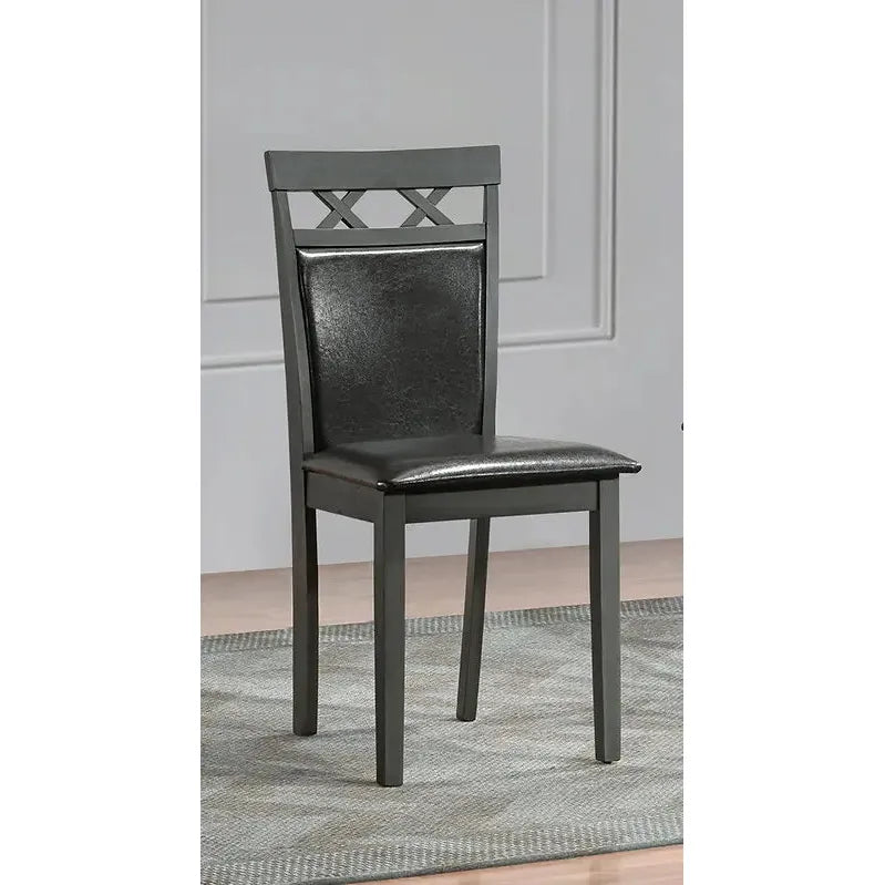 Black PU dining chair with X-shaped backrest 