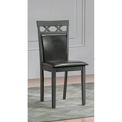 Black PU dining chair with X-shaped backrest 