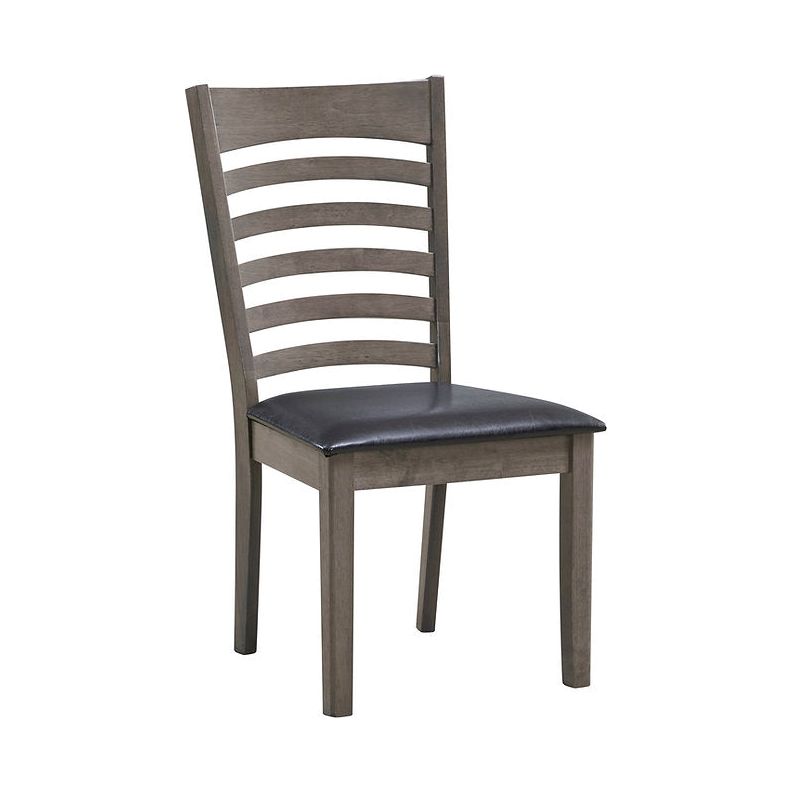 Dining chair with wooden back and black PU cushion 