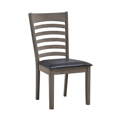 Dining chair with wooden back and black PU cushion 