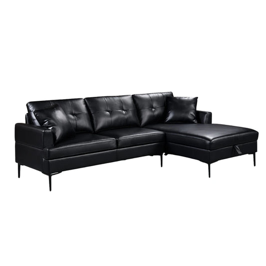 Black leather sectional sofa 