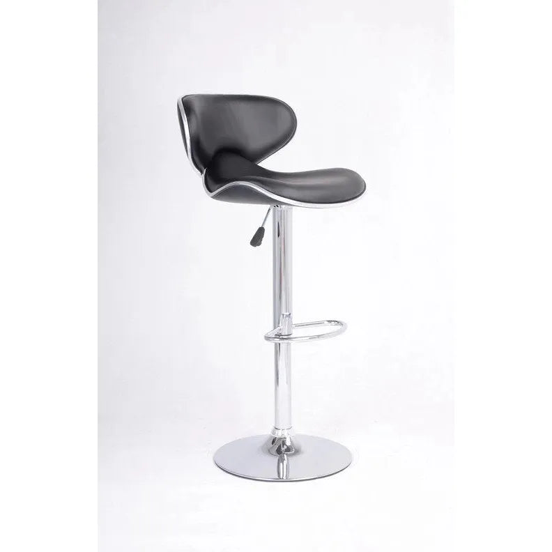 Black bar stool with a chrome base 