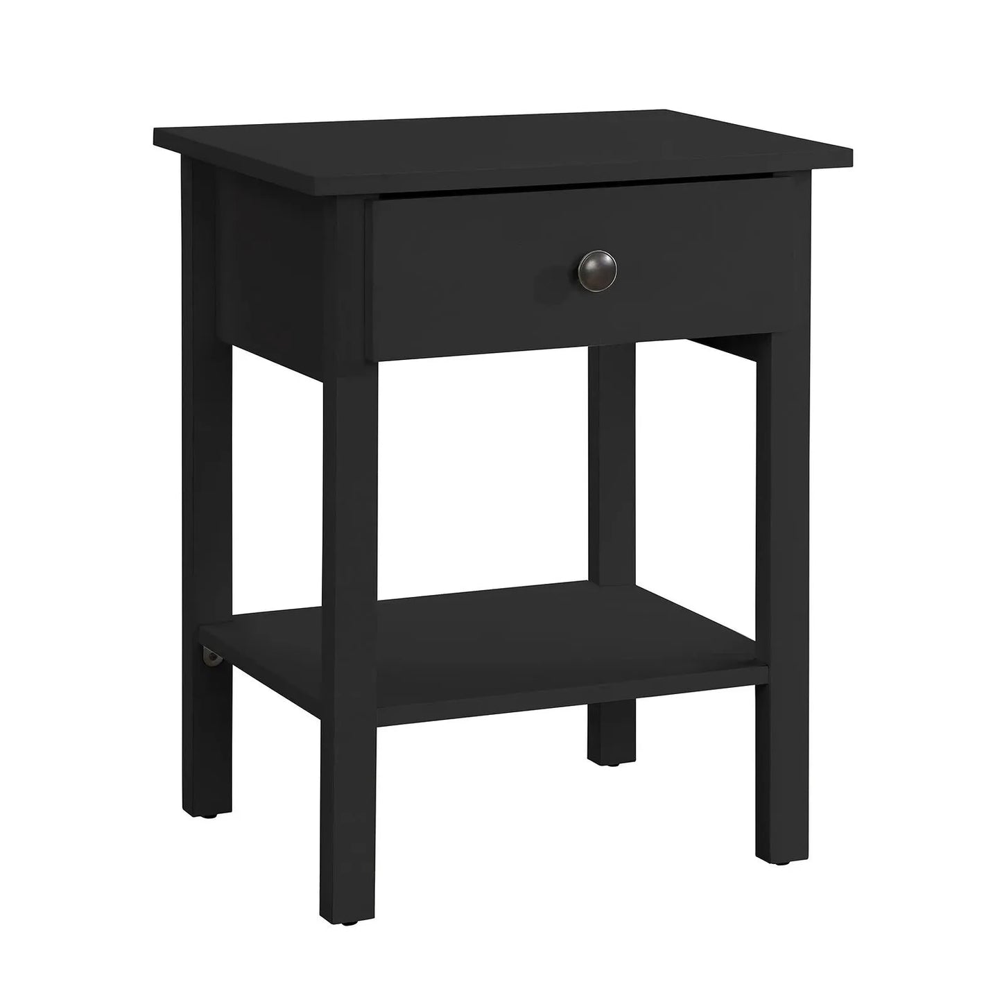 Black nightstand with a drawer