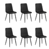 Set of six black upholstered chairs with quilted design