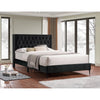 Black Velvet Double Bed With Wingback Tufted Headboard