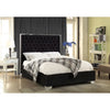 Black Velvet King Bed with Tufted Headboard