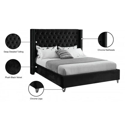 Black Velvet Platform Bed Specifications