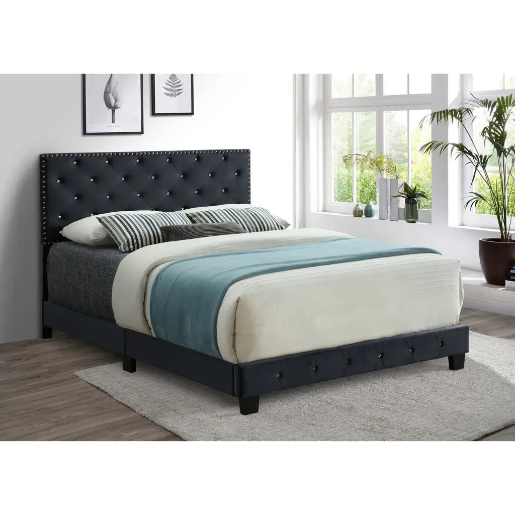 Black Velvet Queen Bed