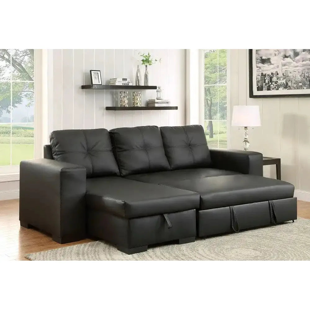  Black PU Sofa Bed