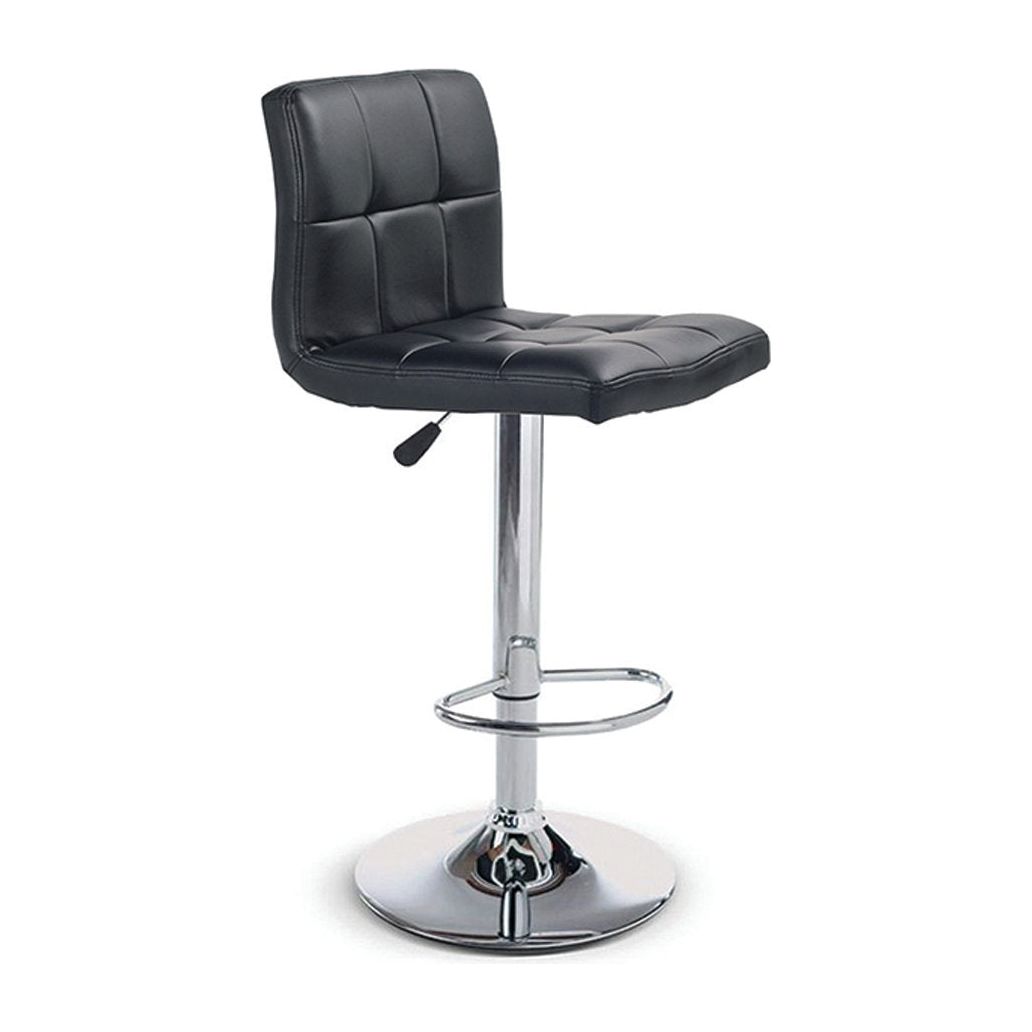 Black leather bar stool with chrome base 