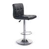 Black leather bar stool with chrome base 