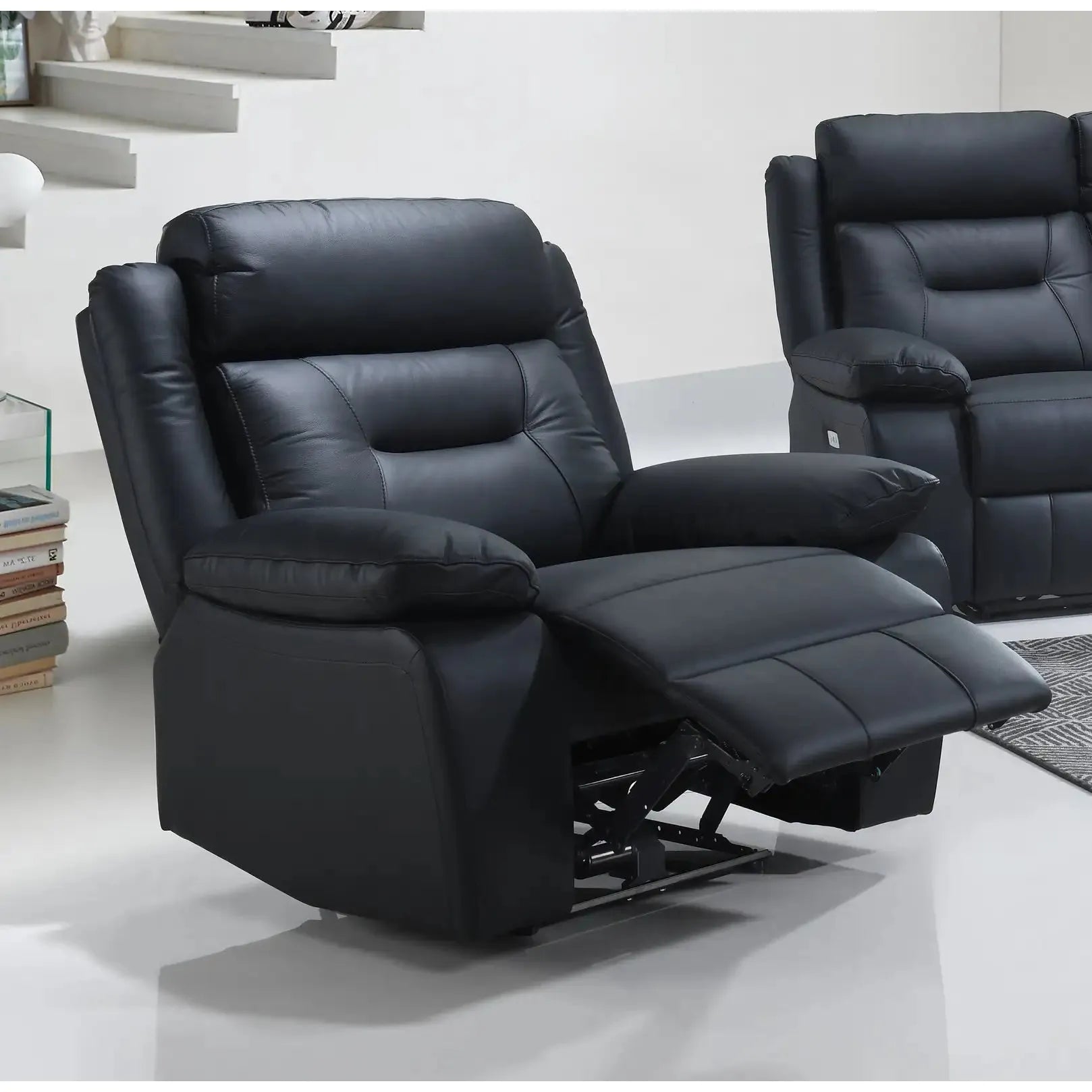 Black leather recliner chair for modern living room 