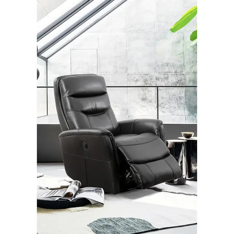Black leather recliner chair