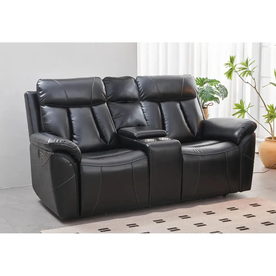 Black leather recliner sofa 