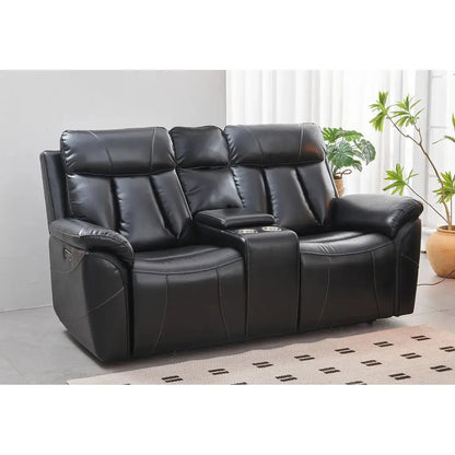 Black leather recliner sofa 