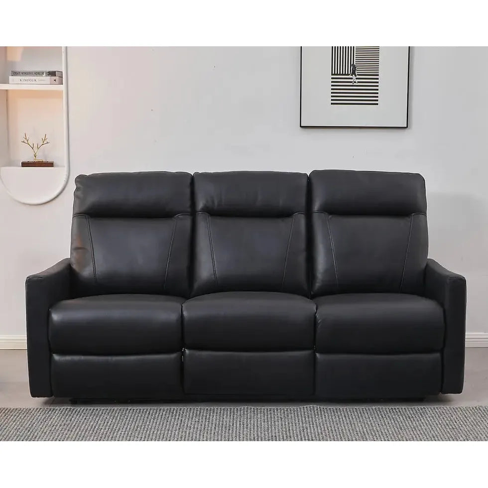 Black leather sofa for living room 