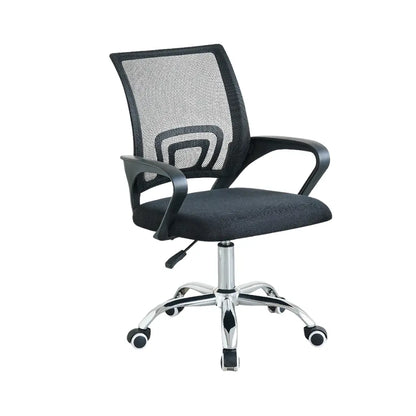 Black office chair with mesh backrest on a white background