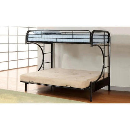 Black metal futon bunk bed 