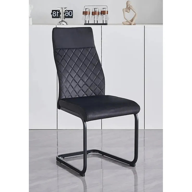 Black velvet dining chair with quilted backrest 