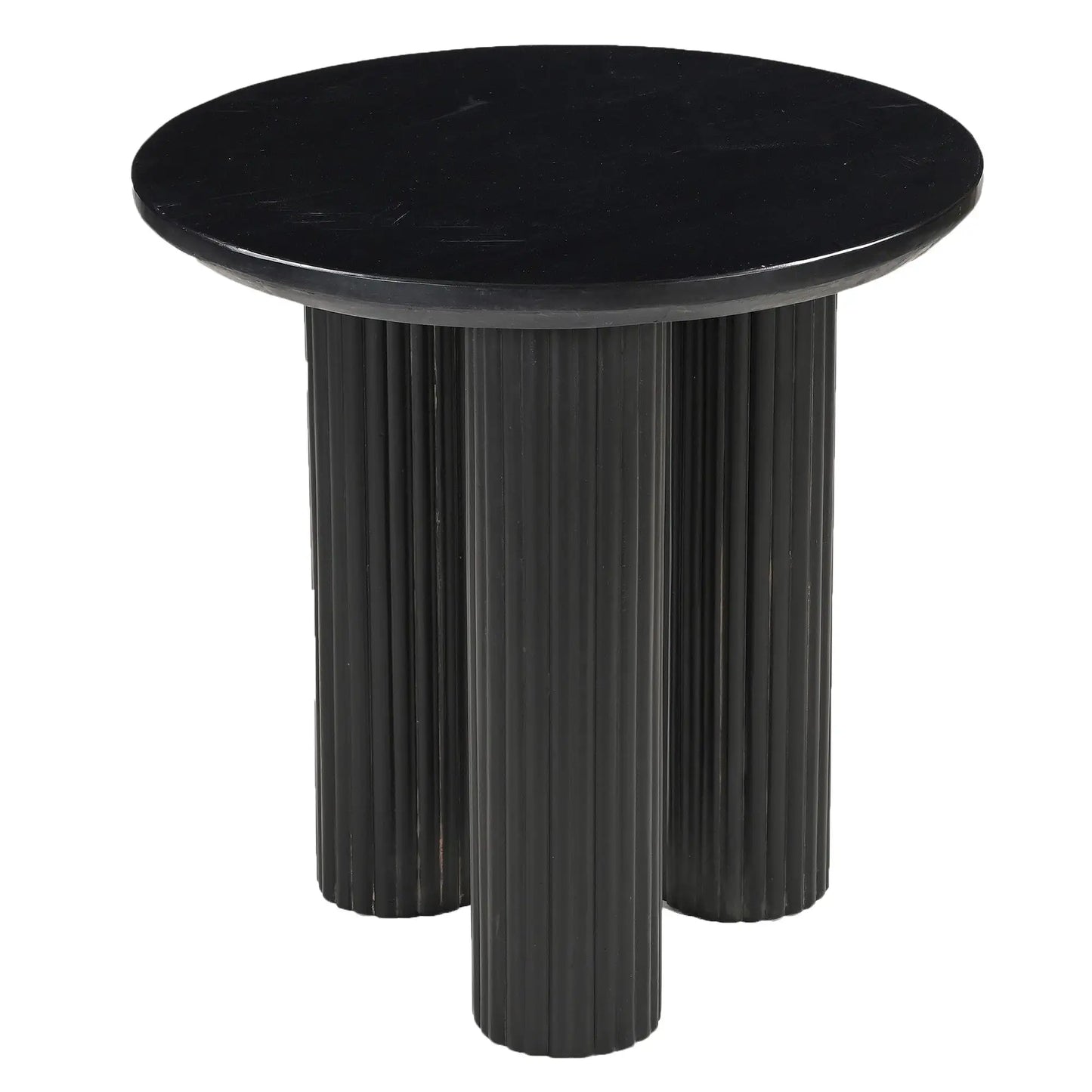 Jilsa Marble Top Accent Table With Mango Wood Reeded Base
