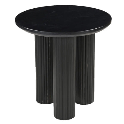Jilsa Marble Top Accent Table With Mango Wood Reeded Base