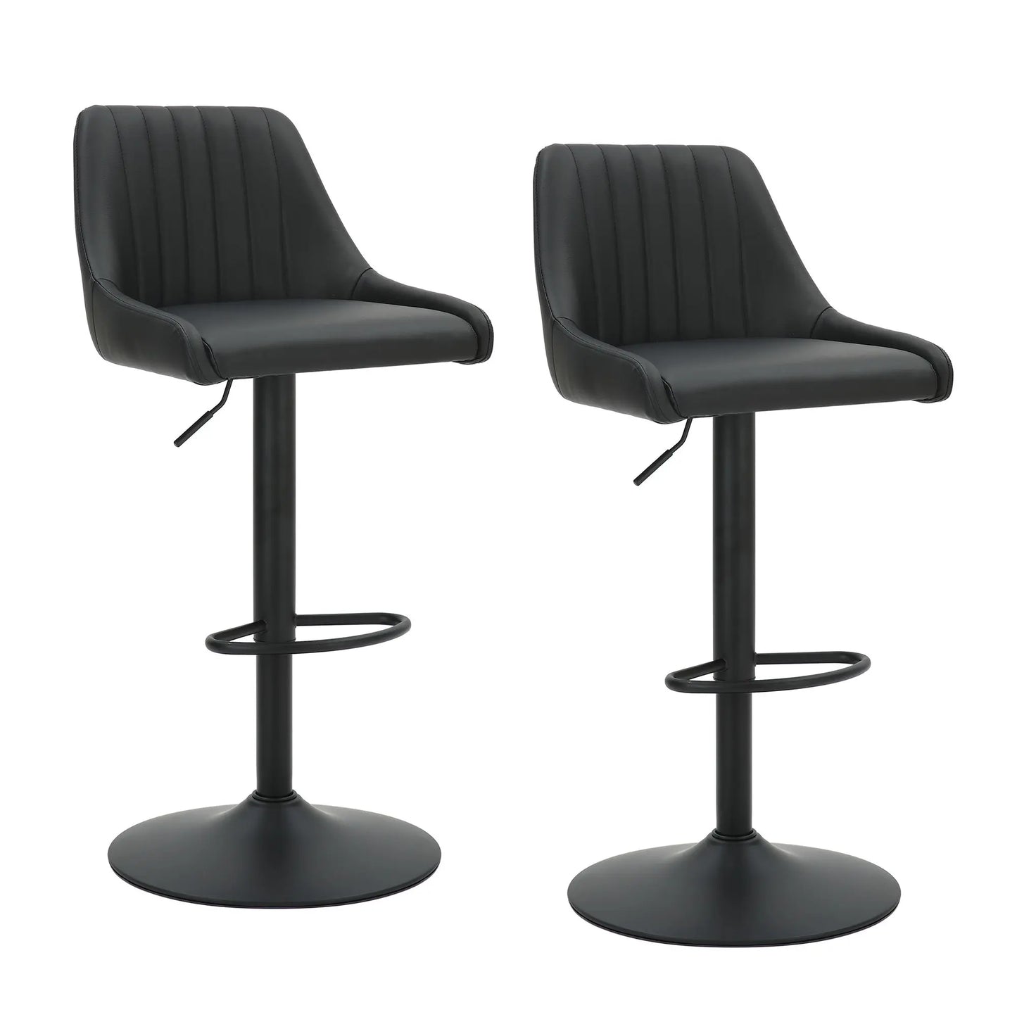 Kron Adjustable Swivel Fabric Bar Stools Set of 2 – Air-Lift Height