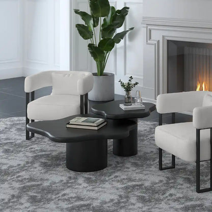 Mayal 2-Piece  Coffee Table Set With Solid Mango Wood, Modern Style