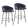 Velvet Swivel Counter Stools With Gold Accents – Set of 2