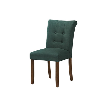 Blue Upholstered Dining Chairs – Linen-Look Fabric Chairs - Set of 2