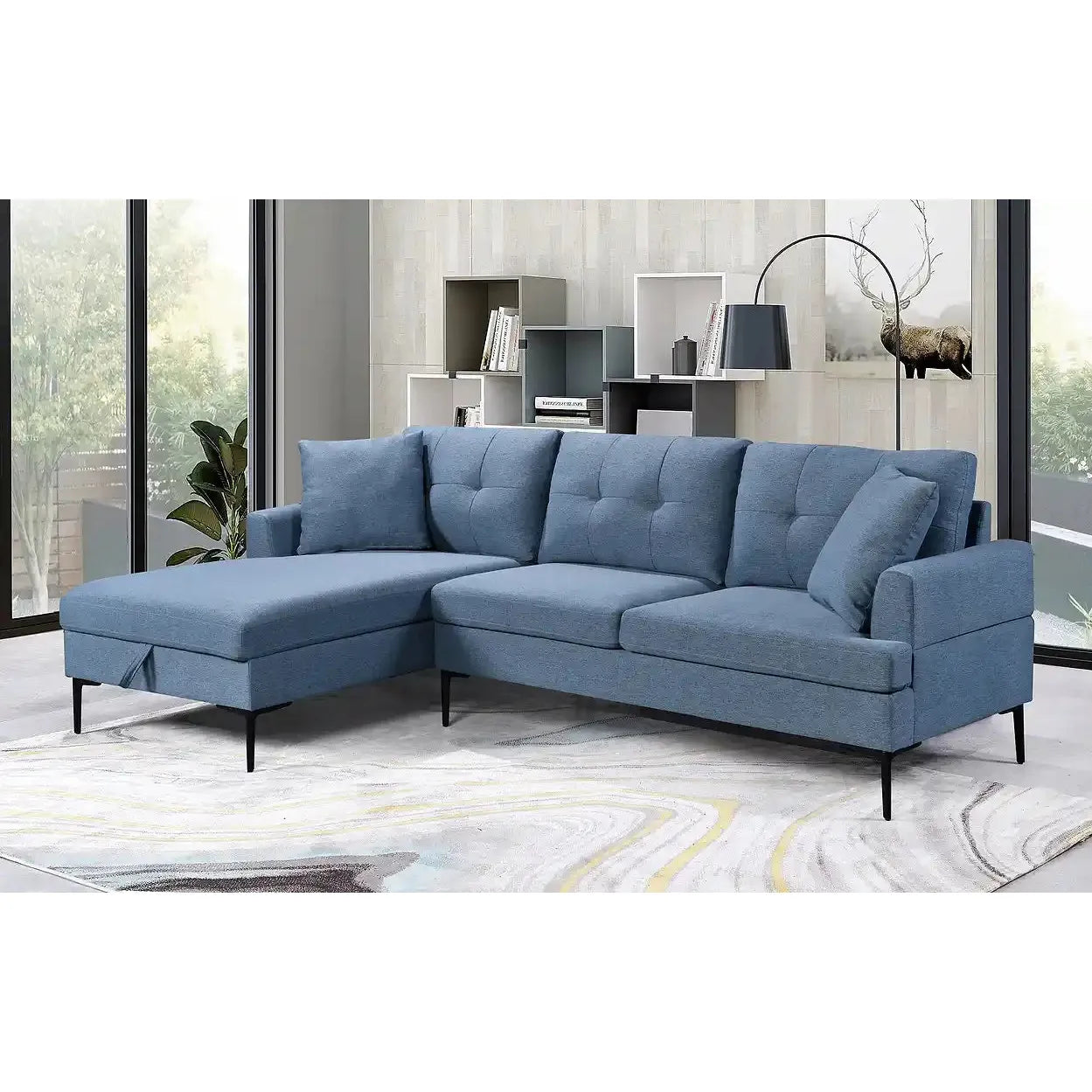 Blue sectional sofa for modern living room 