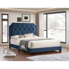  Blue Velvet King  Platform Bed
