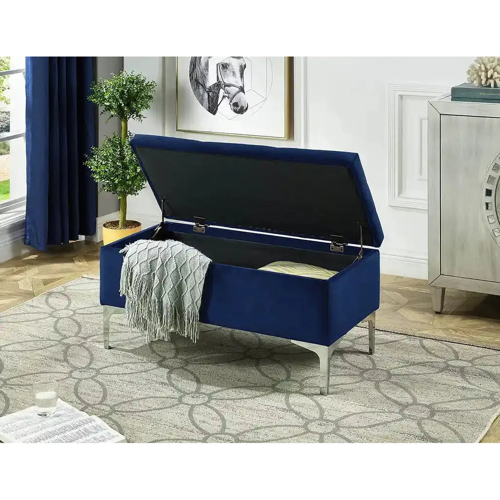 Blue storage bench