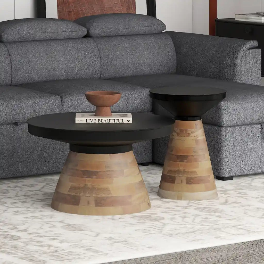 Boden 2pc Coffee Table Set in Black & Walnut