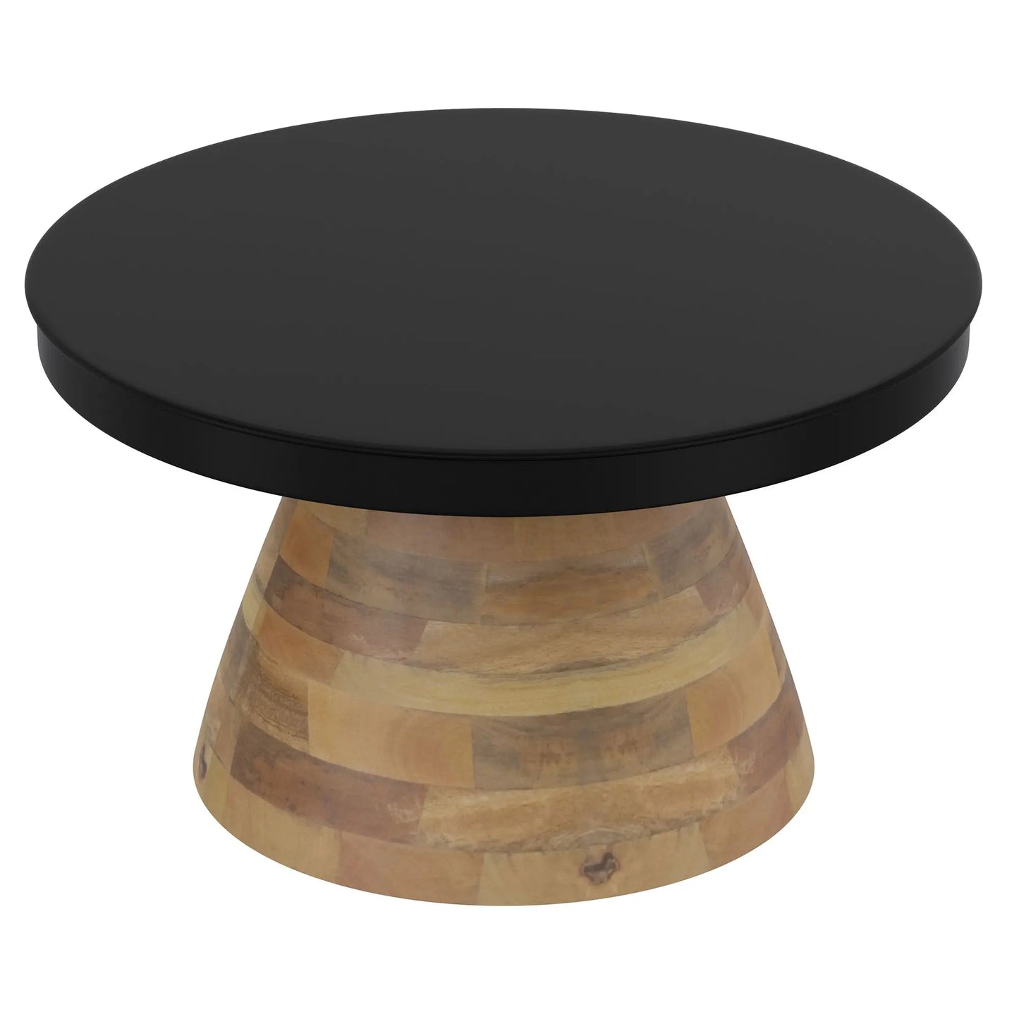 Boden Round Coffee Table – Black Iron Top & Walnut Solid Wood Base