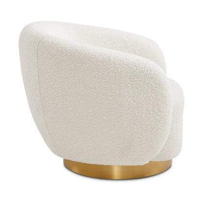 Side View Of Boucle Fabric Accent Chair 